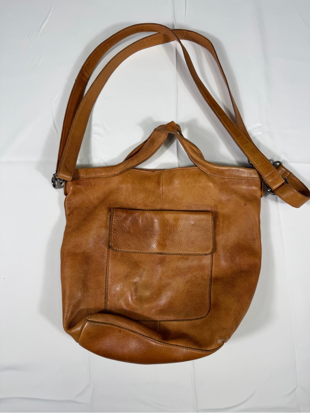 Latico Cognac Leather Crossbody Shoulder Bag with Front Pocket